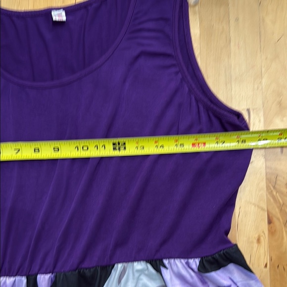 HAWAIIAN  FLORAL SUNDRESS DRESS PLUS 2X PURPLE BLACK WHITE SCOOP-NECK STRETCH - Picture 6 of 11